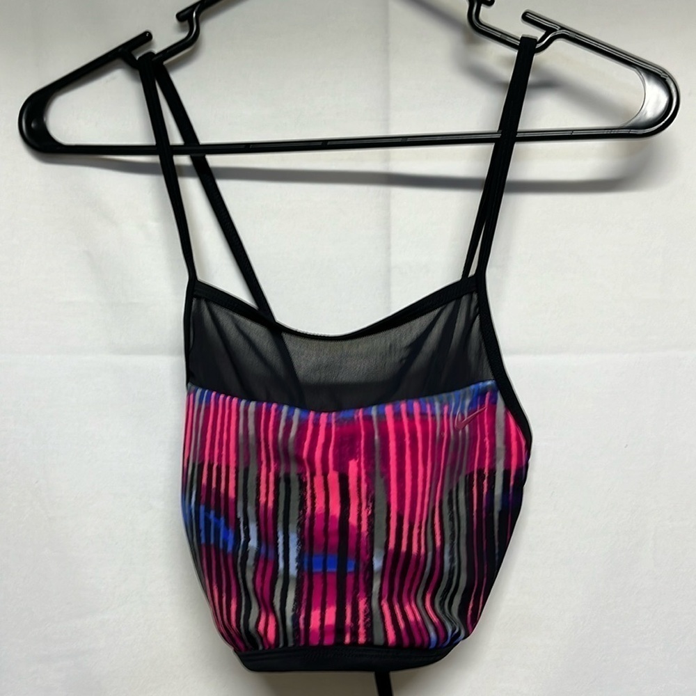 NIKE Swim Top Only Strappy Back Multi Color Stripe Mesh Bikini Top Size S